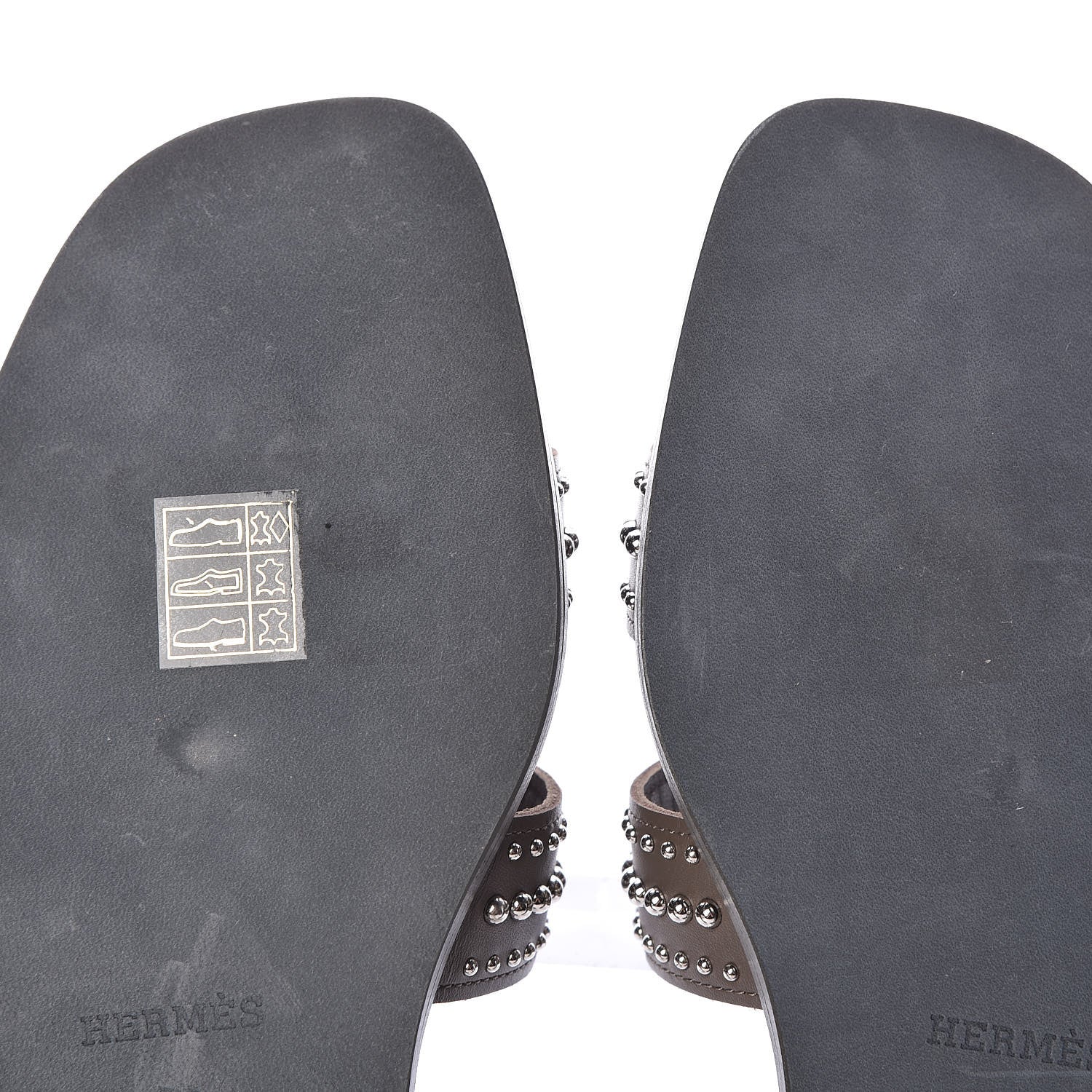 Hermes Calfskin Studded Oran Sandals 38 Gris Galet 7 of 8