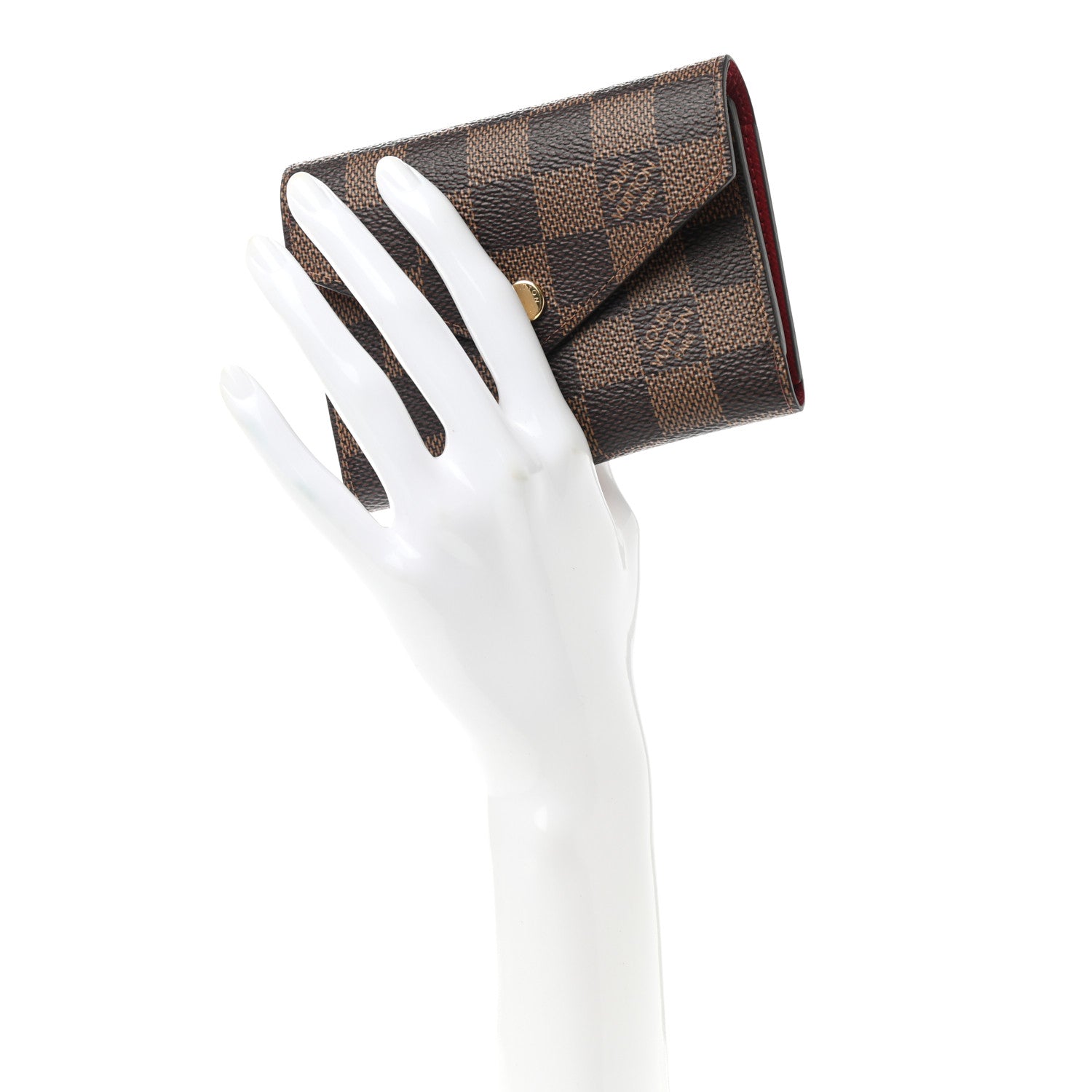 Louis Vuitton Damier Ebene Victorine Wallet Red 2 of 6