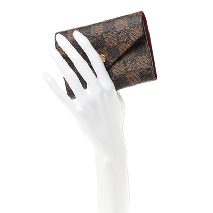 Louis Vuitton Damier Ebene Victorine Wallet Red 2 of 6