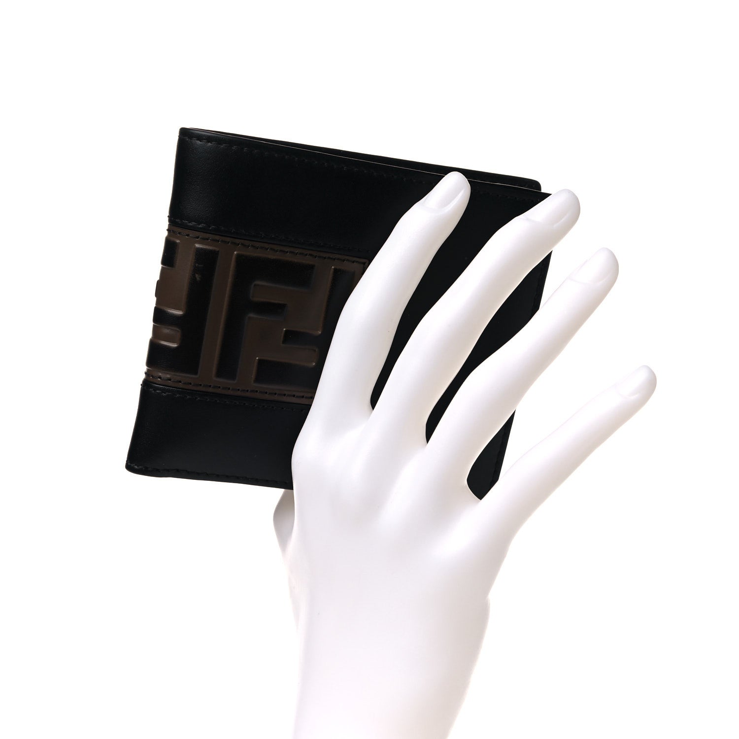 Fendi Vitello Liberty Bi-Color FF 1974 Embossed Inlay Bi-Fold Wallet Black 2 of 11