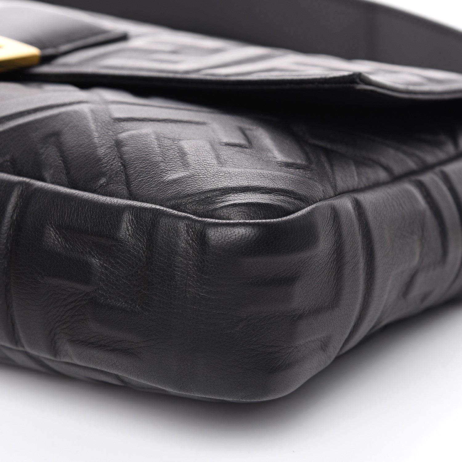 Fendi Nappa FF 1974 Embossed Large Baguette Black 8 of 9