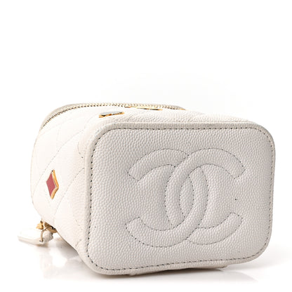 Chanel Caviar Quilted Enamel Coco Casino Mini Vanity Case With Chain White 3 of 9