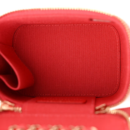 Chanel Caviar Quilted Mini Vanity Case With Chain Red 5 of 10