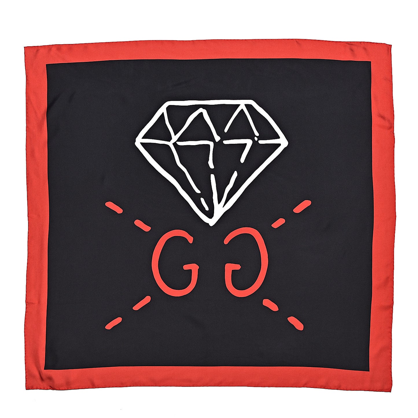Silk GG Diamond Square Scarf Black