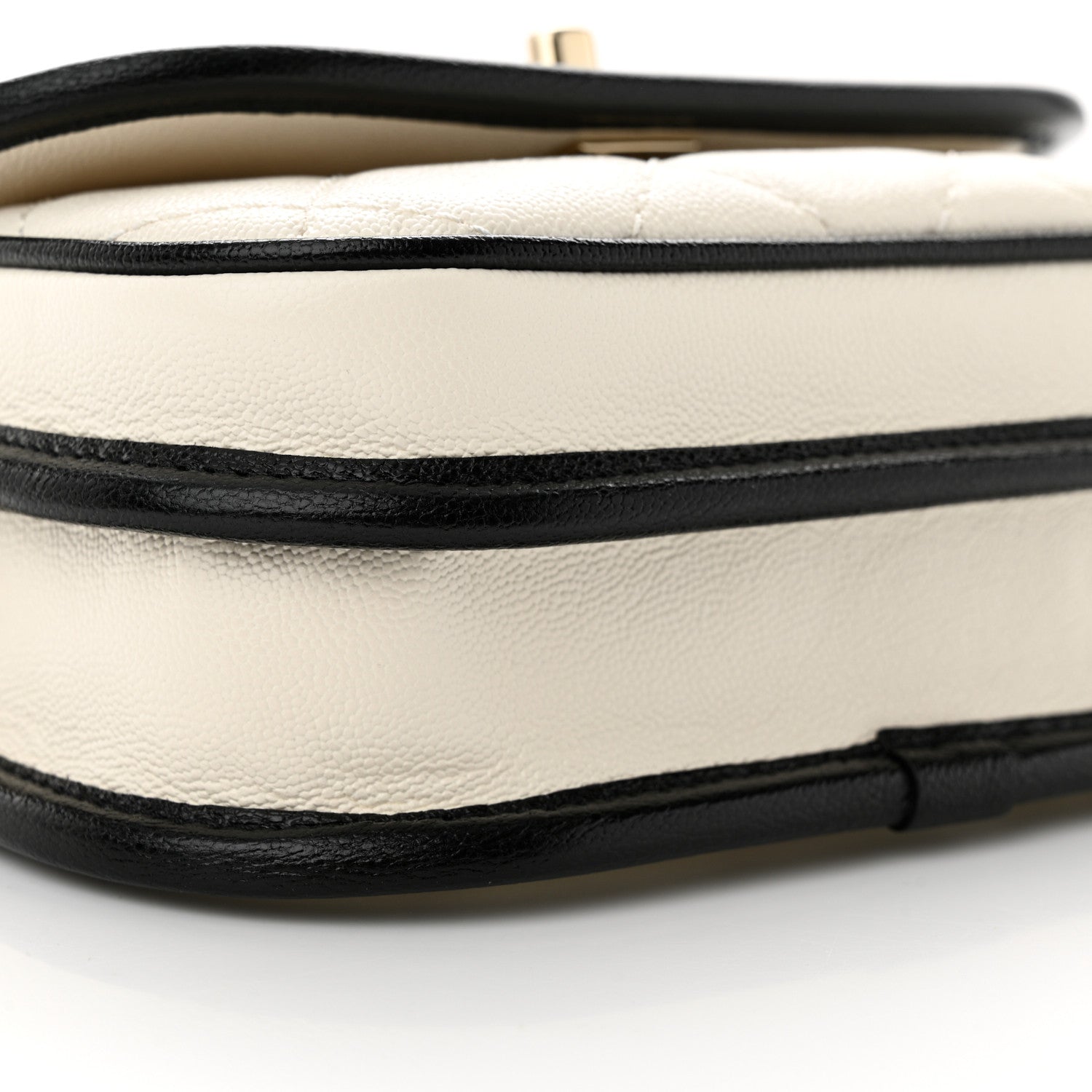 Chanel Caviar Quilted Mini Round Messenger Flap White Black 9 of 11