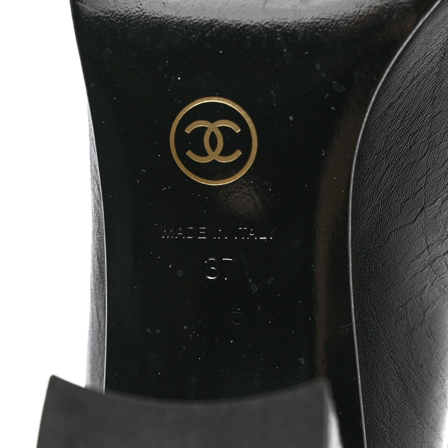 Calfskin Cap Toe Chain Boots 37 Black
