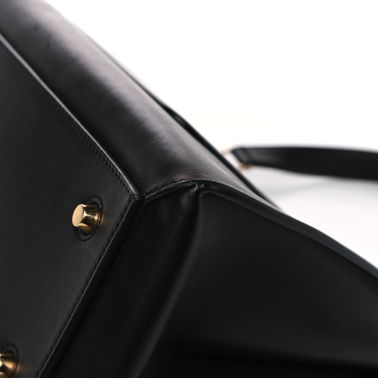 Supple Calfskin Medium Edge Shoulder Bag Navy Blue