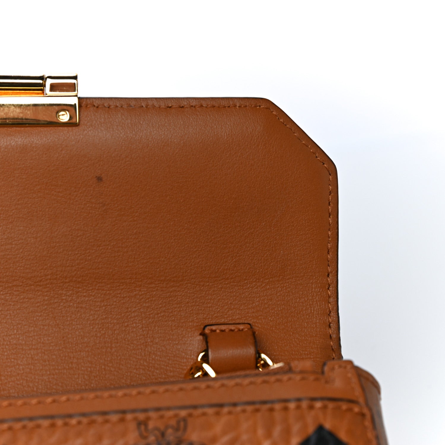 MCM Visetos Small Millie Crossbody Bag Cognac 13 of 19