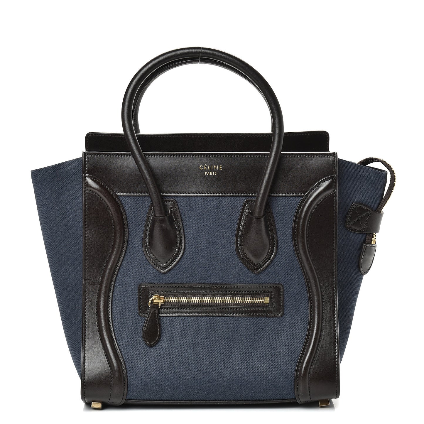 Textile Smooth Calfskin Micro Luggage Dark Blue Black