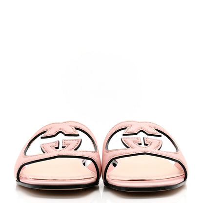 Gucci Cosmos Softy Calfskin Interlocking G Cut Out Slide Sandals 39 Pastel Pink 2 of 10