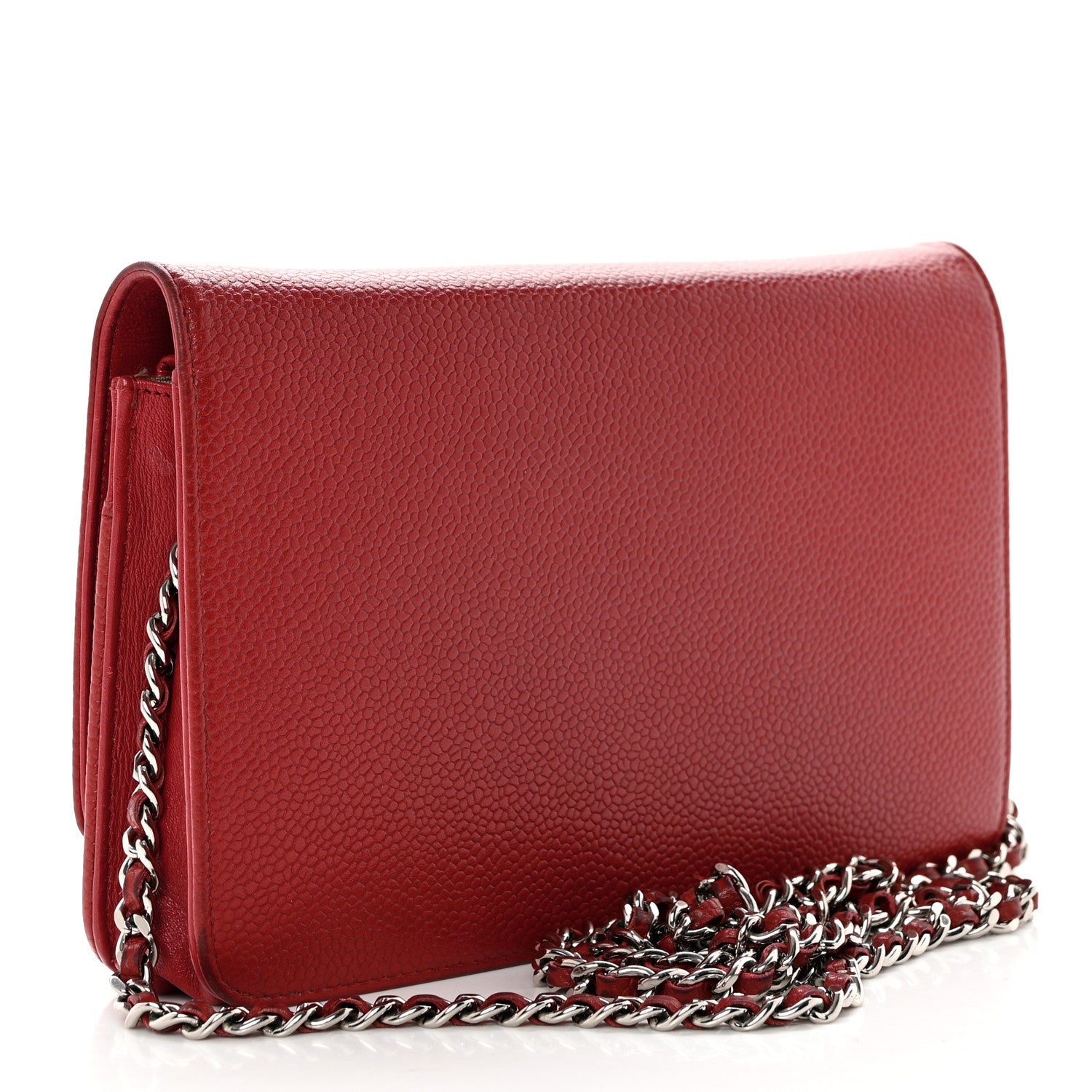 Chanel Caviar Timeless CC Wallet on Chain WOC Red 3 of 11