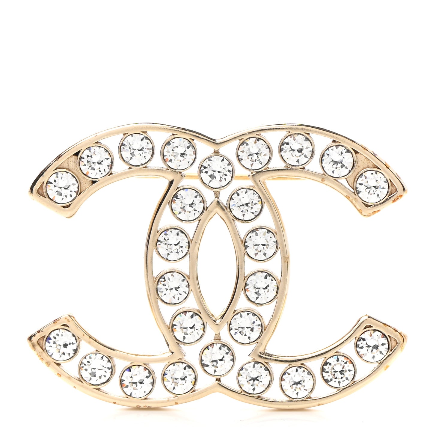 Crystal CC Brooch Light Gold