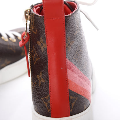 Louis Vuitton Calfskin Patent Monogram Stellar Sneaker Boots 35.5 Rouge 6 of 12