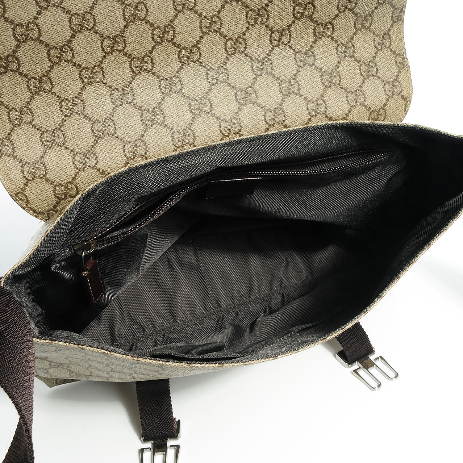 Gucci GG Plus Monogram Large Double Buckle Flap Messenger Bag Beige Dark Brown 5 of 9