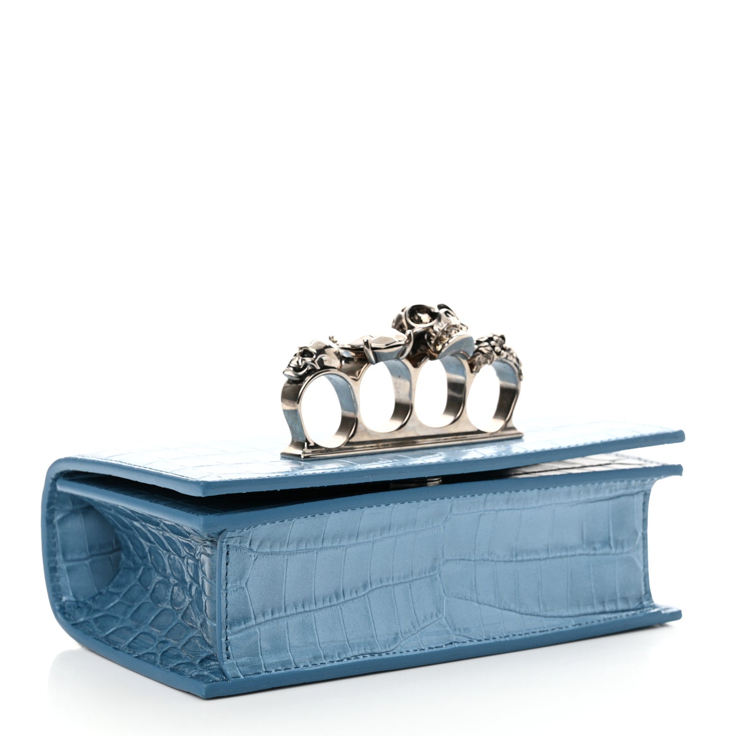 Calfskin Crocodile Embossed Knuckle Shoulder Bag Ciel