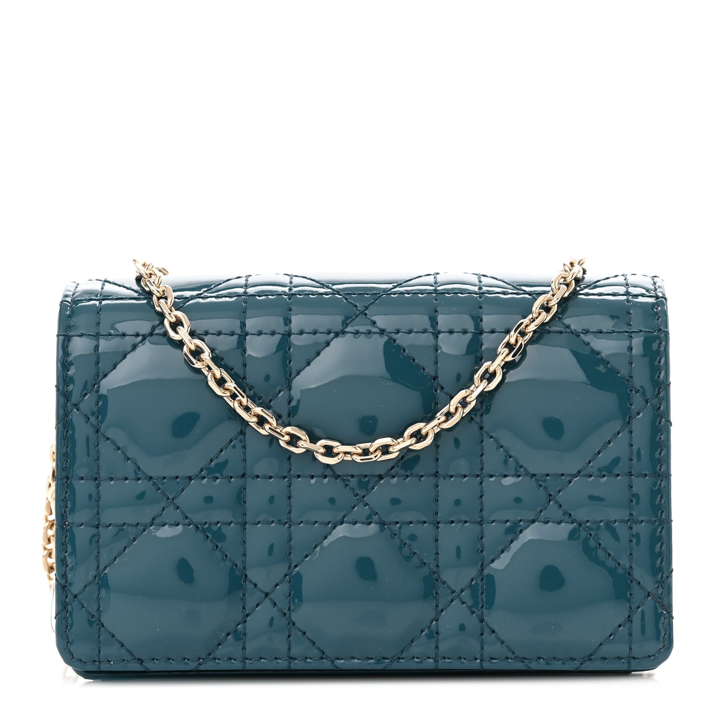 Patent Cannage Nano Lady Dior Pouch Turquoise