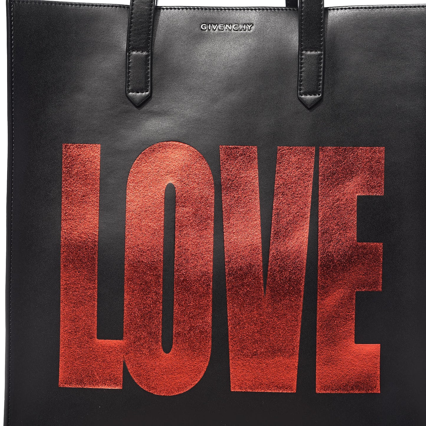 Calfskin Love Print Shopper Tote Black
