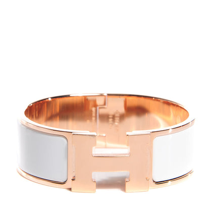 Hermes Enamel Wide Clic Clac H Bracelet PM White 1 of 6