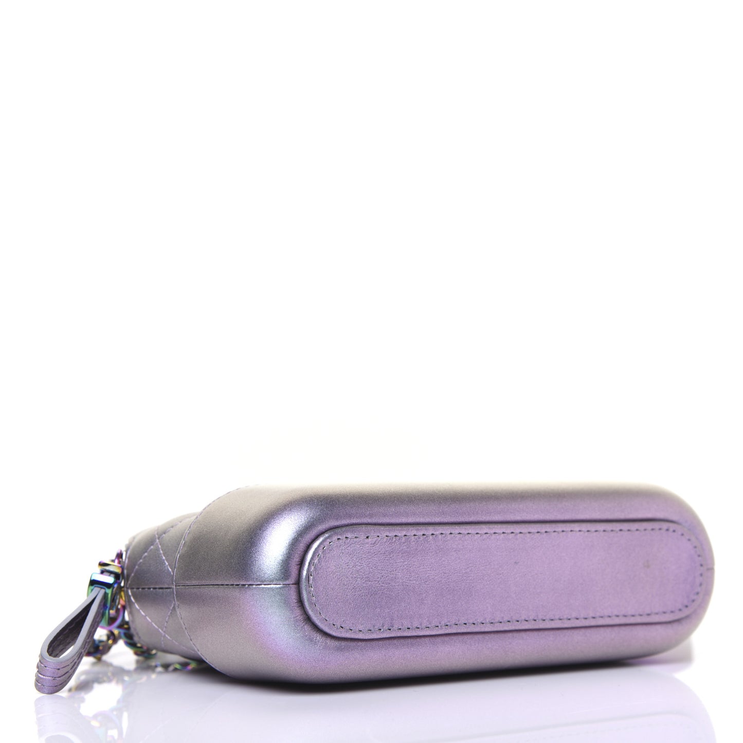 Iridescent Lambskin Calfskin Quilted Small Gabrielle Clutch With Chain Light Purple