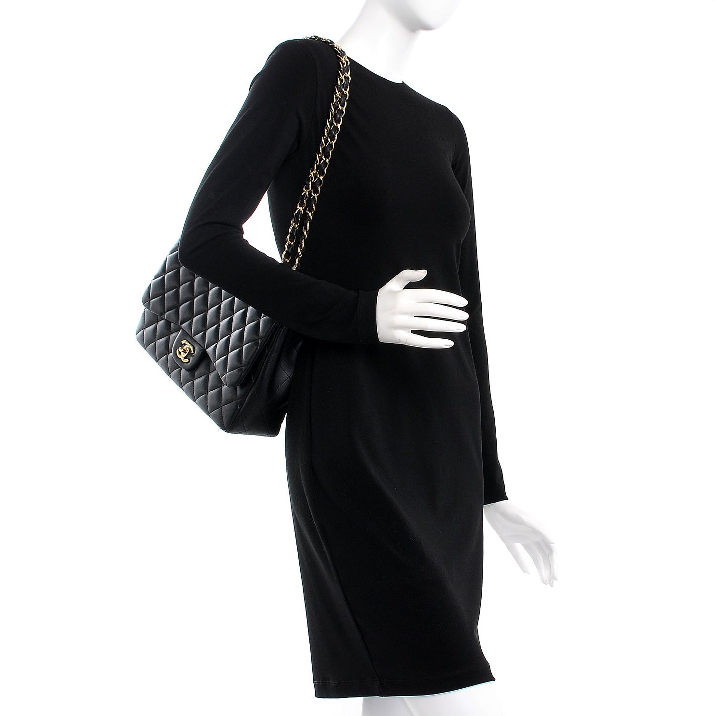 Lambskin Quilted Jumbo Single Flap Black