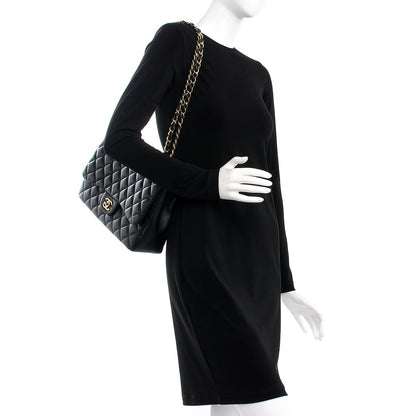 Chanel Lambskin Quilted Jumbo Single Flap Black 2 of 9