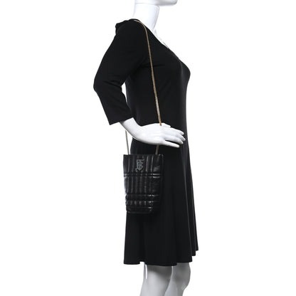 Burberry Lambskin Quilted Micro Lola Bucket Bag Black 2 of 8