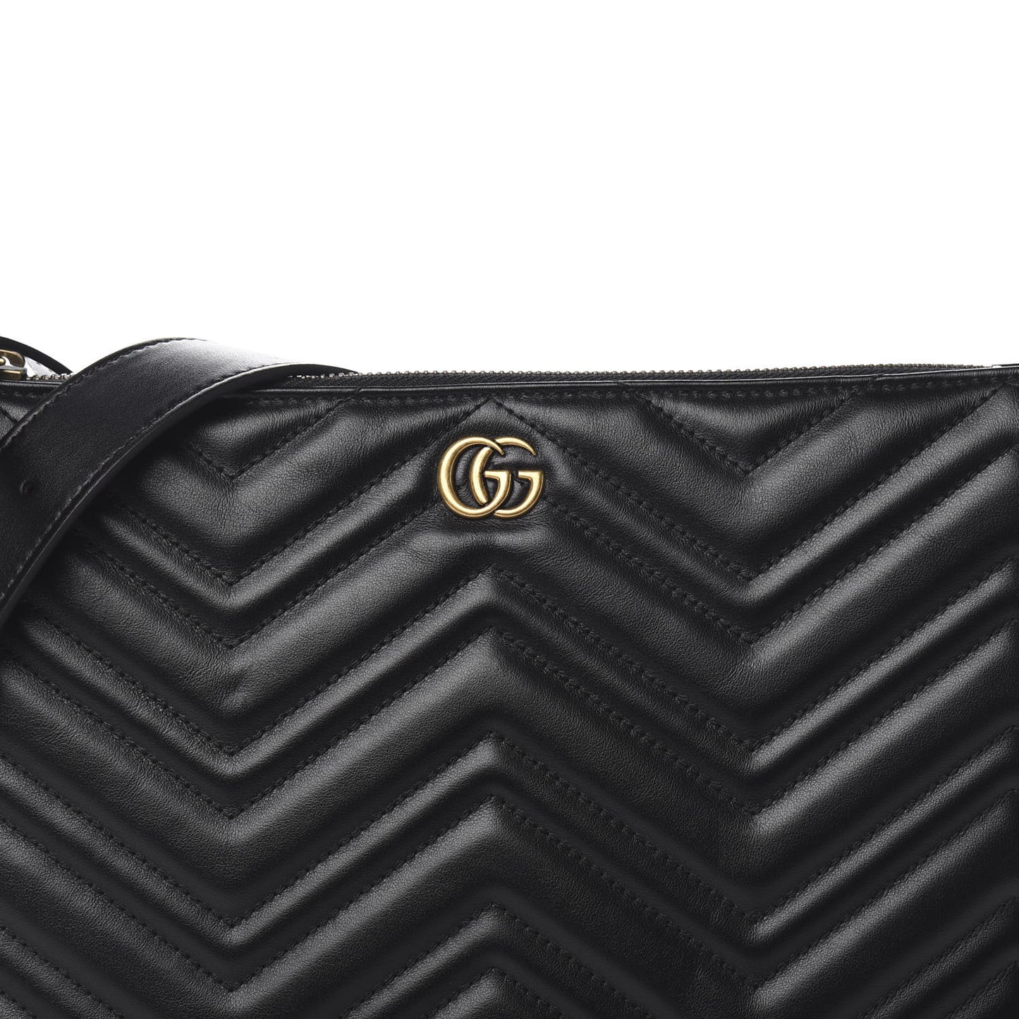 Calfskin Matelasse GG Marmont Flat Messenger Bag Black
