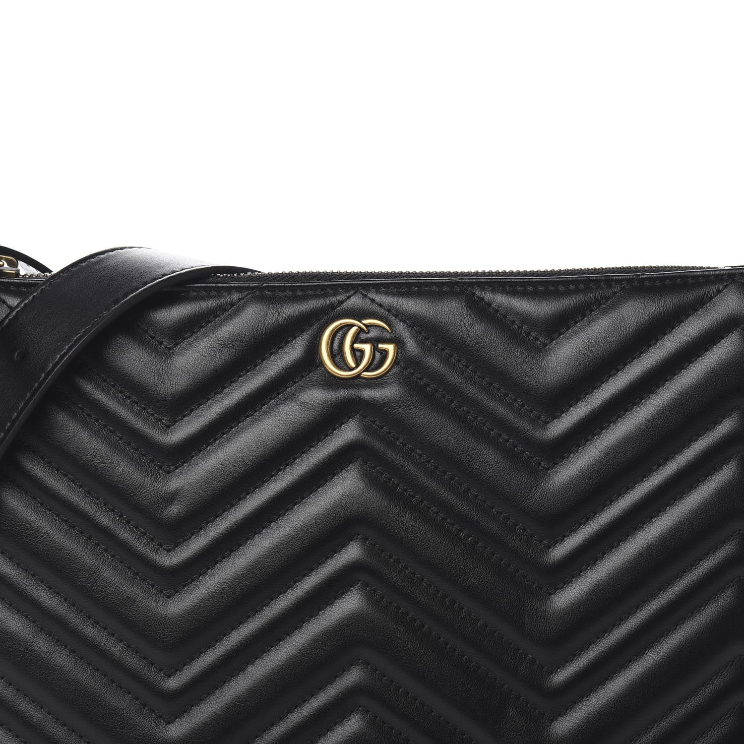 Gucci Calfskin Matelasse GG Marmont Flat Messenger Bag Black 9 of 9