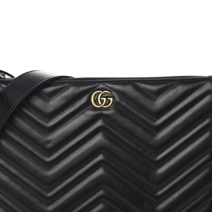 Gucci Calfskin Matelasse GG Marmont Flat Messenger Bag Black 9 of 9