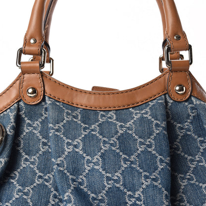 Gucci Denim Monogram Medium Sukey Tote Blue 8 of 10
