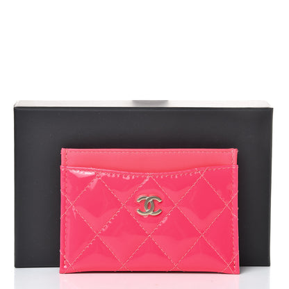 Chanel Patent Quilted Card Holder Pink 9 of 9