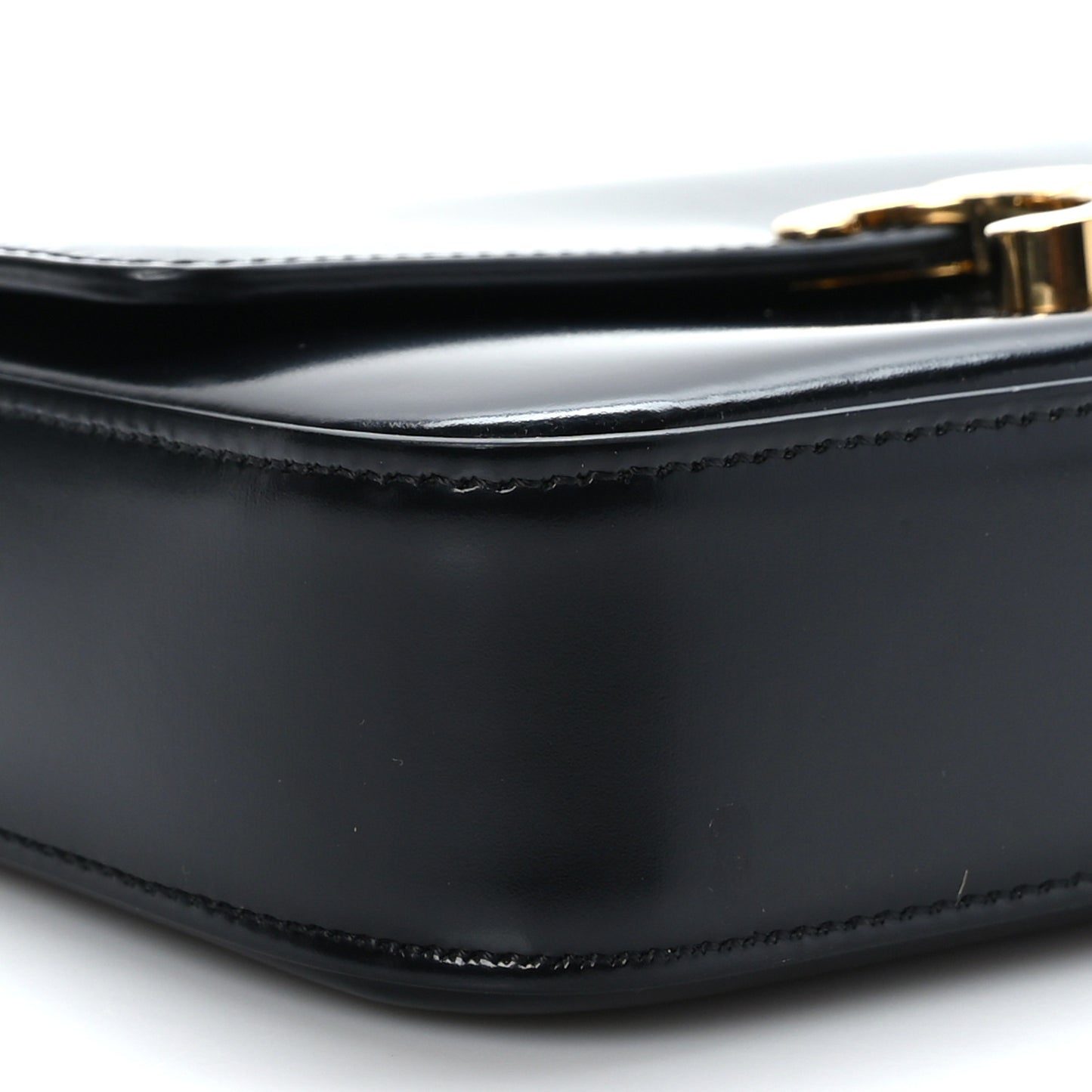 Shiny Calfskin Triomphe Chain Shoulder Bag Black