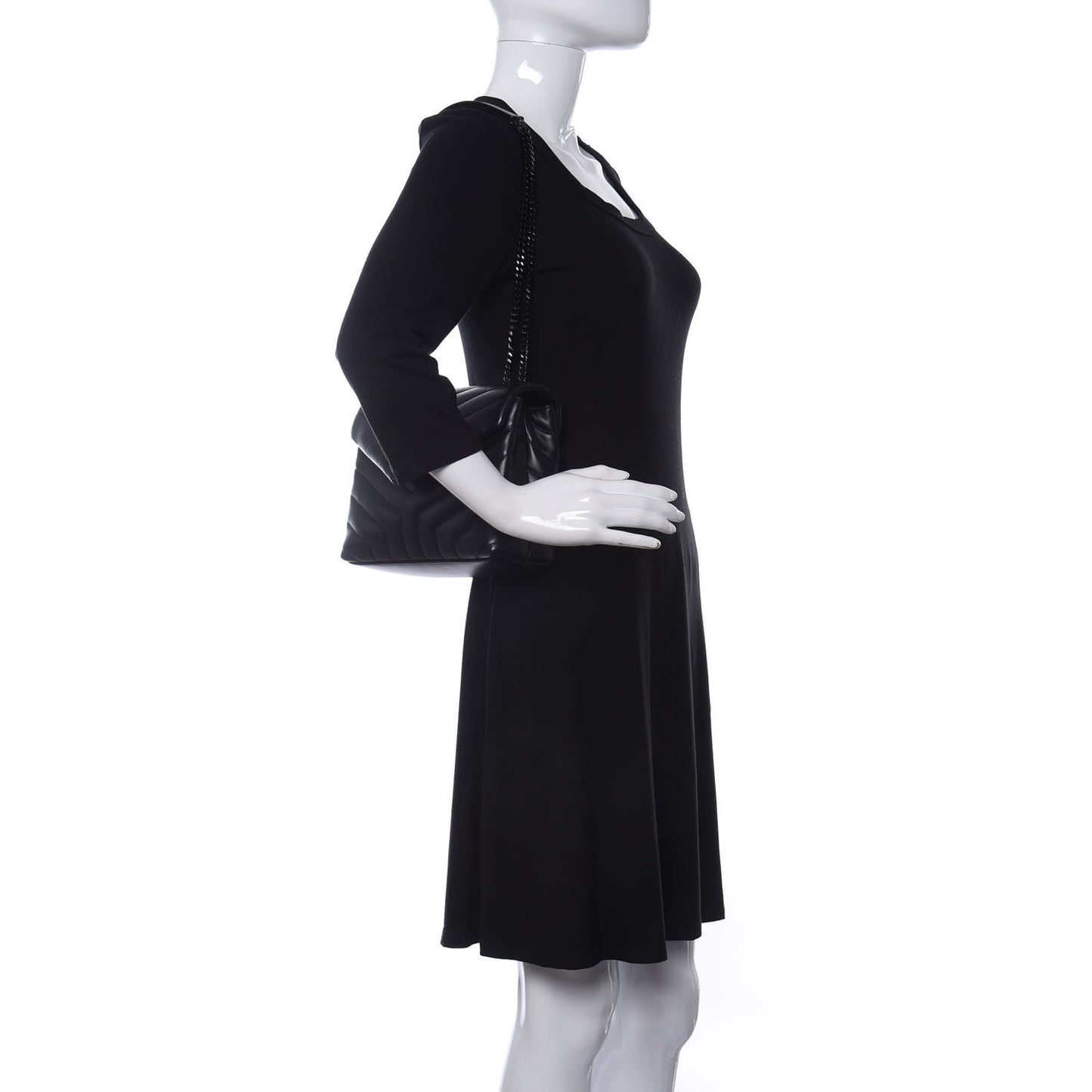 Calfskin Y Quilted Monogram Small Loulou Chain Satchel Black