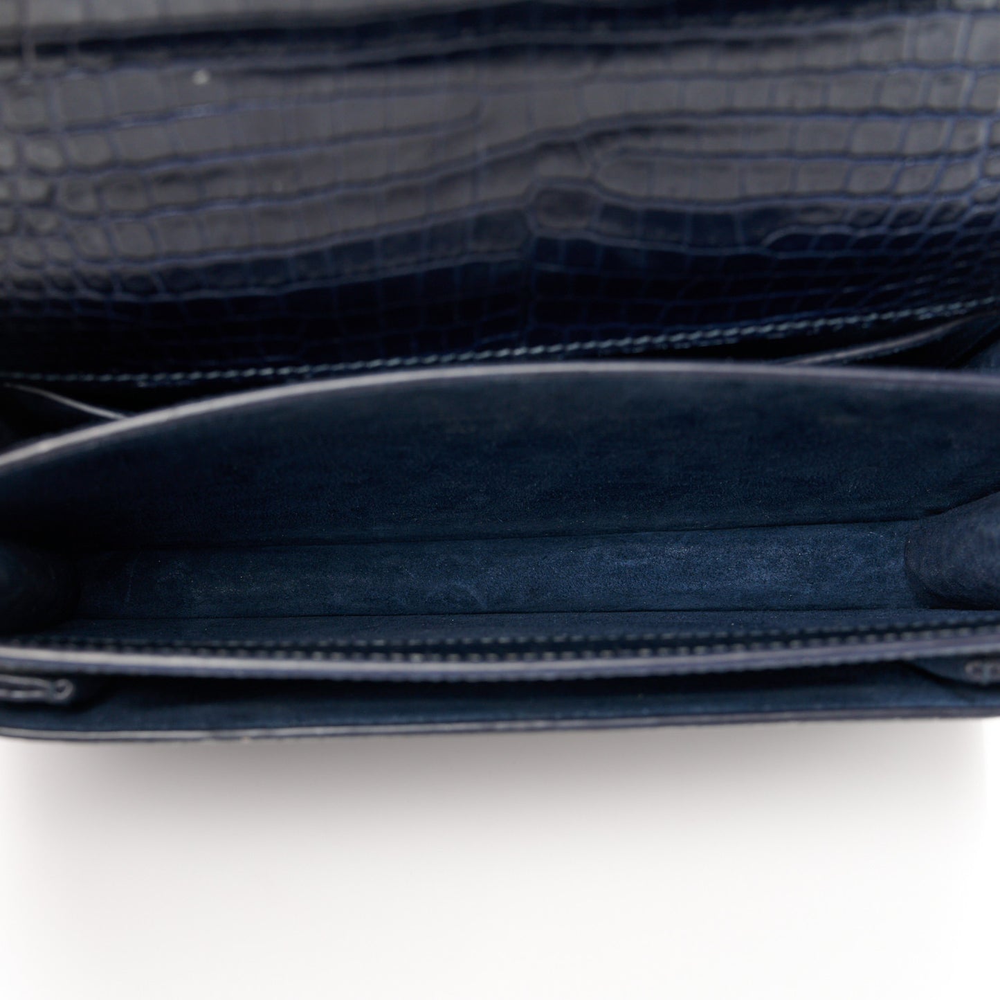 Calfskin Crocodile Embossed Medium Monogram Sunset  Deep Marine