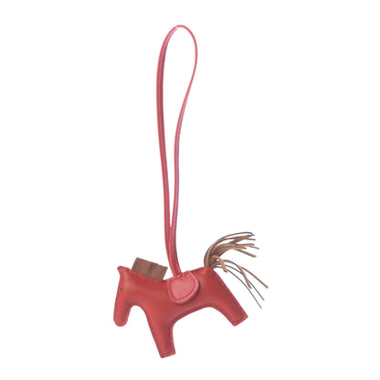Hermes Milo Lambskin Grigri Rodeo Horse Bag Charm PM Rouge Indien Gold Bougainvillea 3 of 6