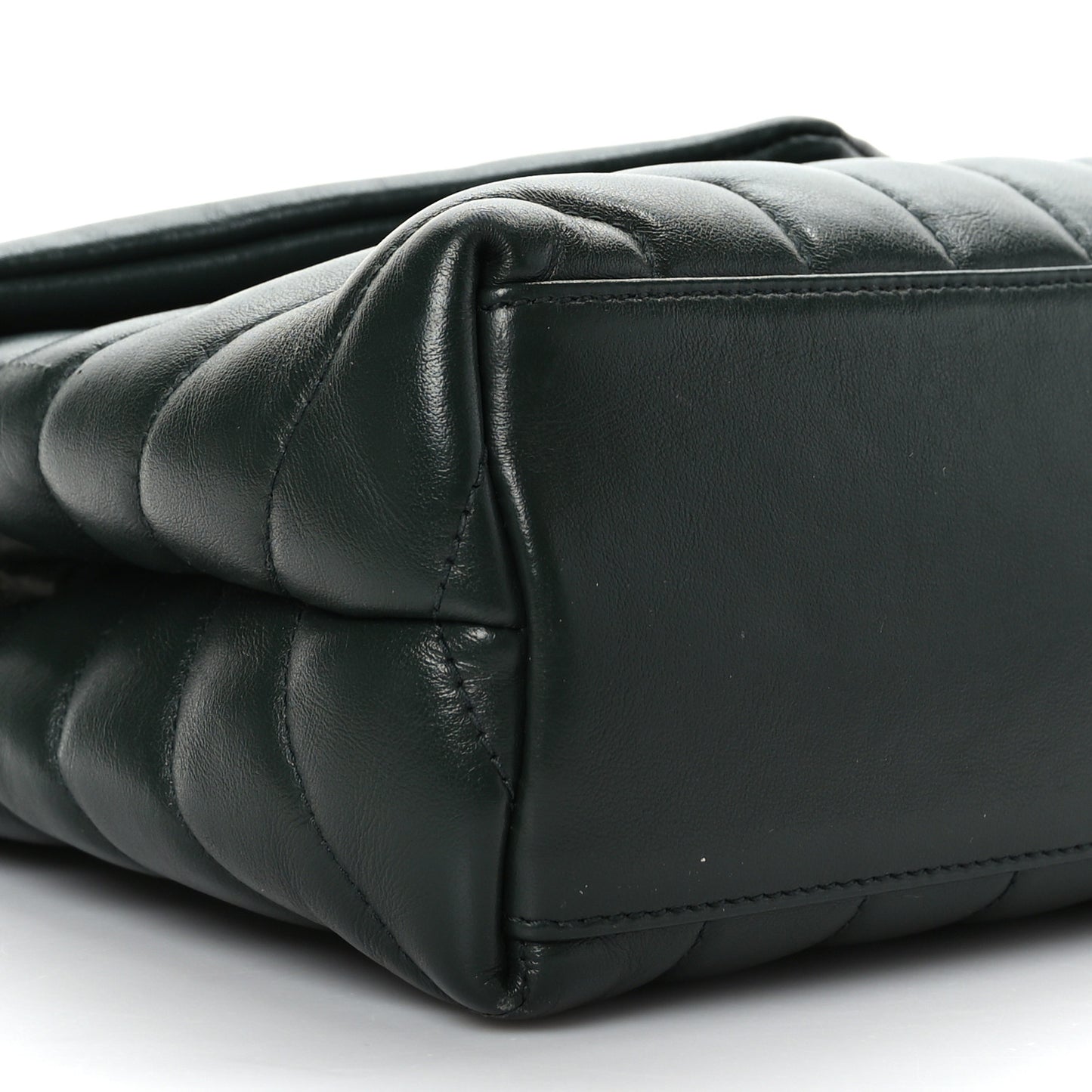 Calfskin Y Quilted Monogram Small Loulou Chain Satchel Dark Mint