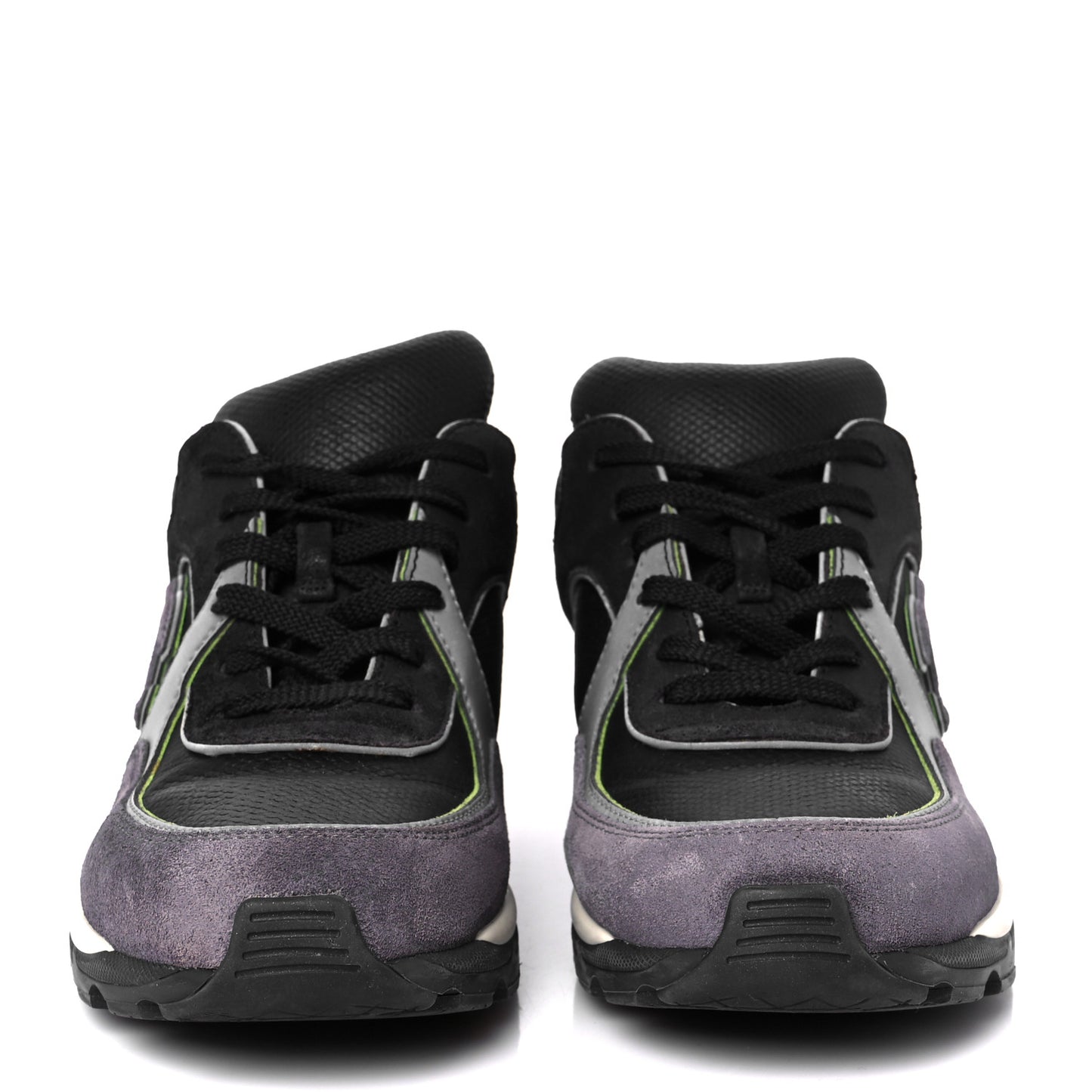 Calfskin Suede CC Sneakers 36.5 Black Dark Grey Green