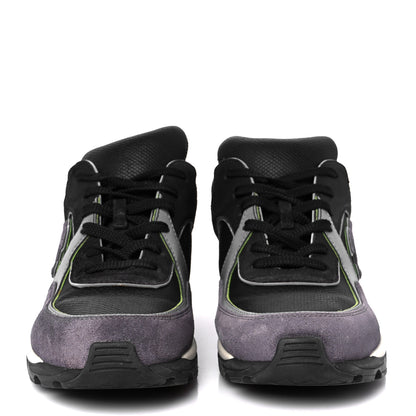Chanel Calfskin Suede CC Sneakers 36.5 Black Dark Grey Green 3 of 10