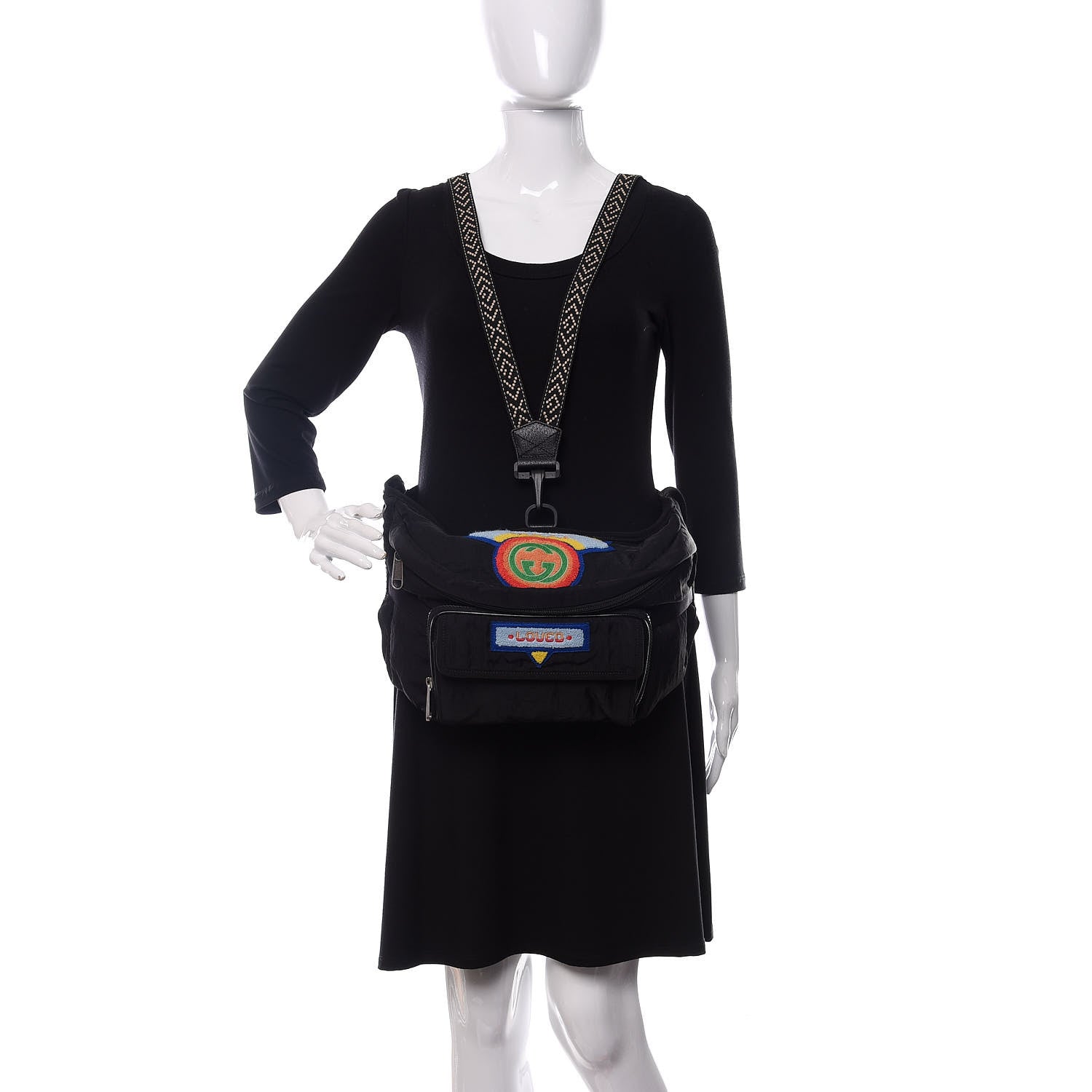 Gucci Nylon 80s Logo Patch Belt Bag Black 2 of 10