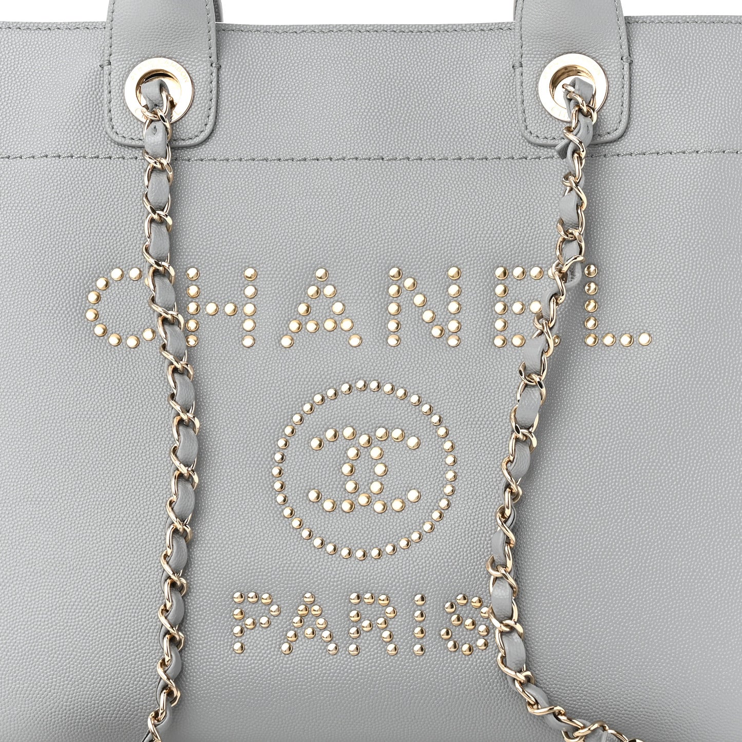 Caviar Studded Small Deauville Tote Grey