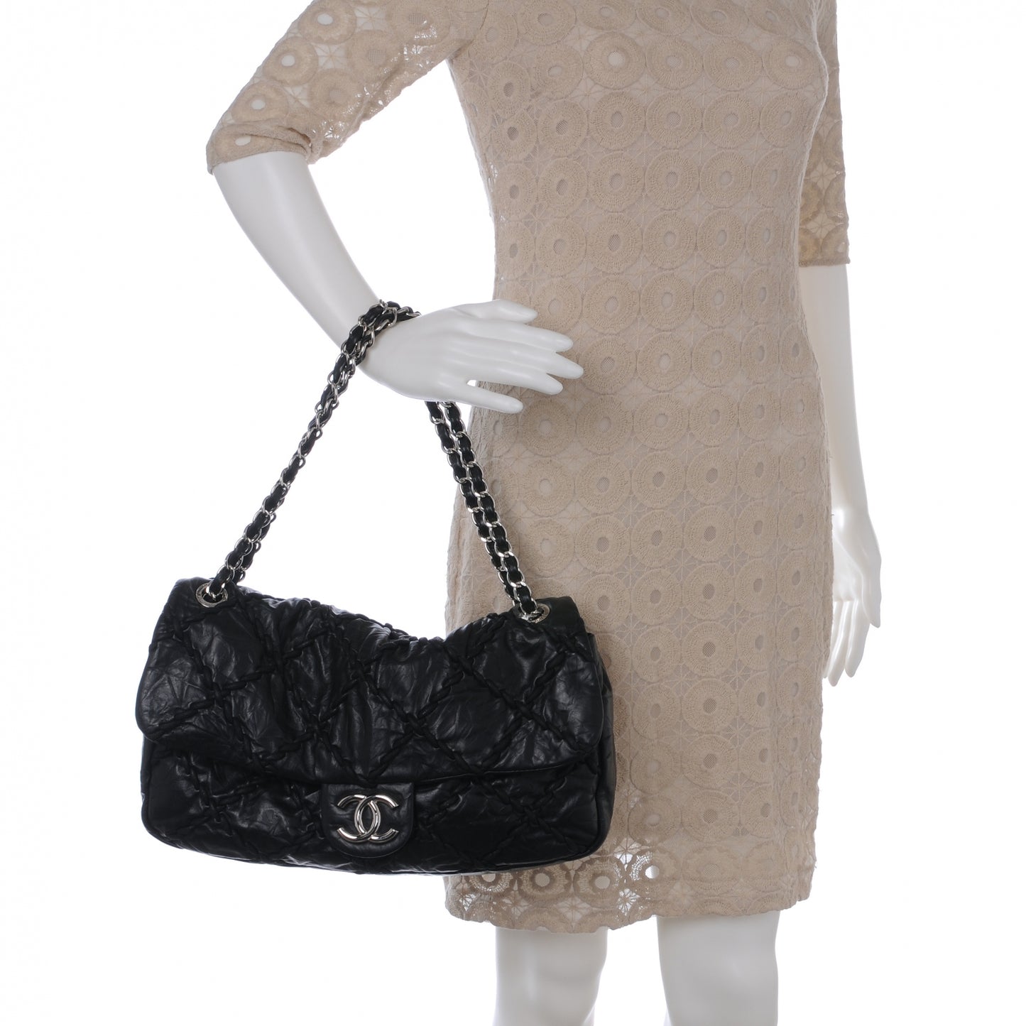 Calfskin Ultra Stitch Oversize Flap Black