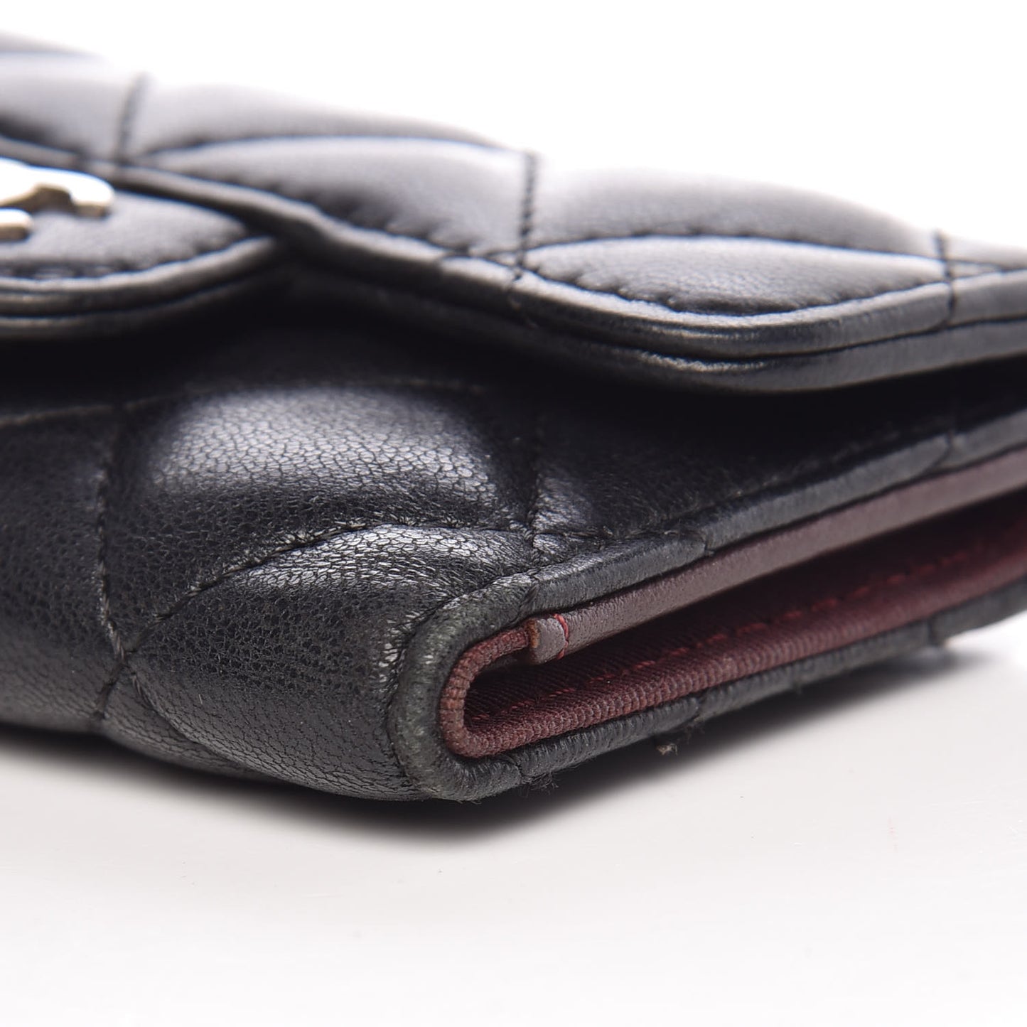 Lambskin Quilted 6 Key Holder Black