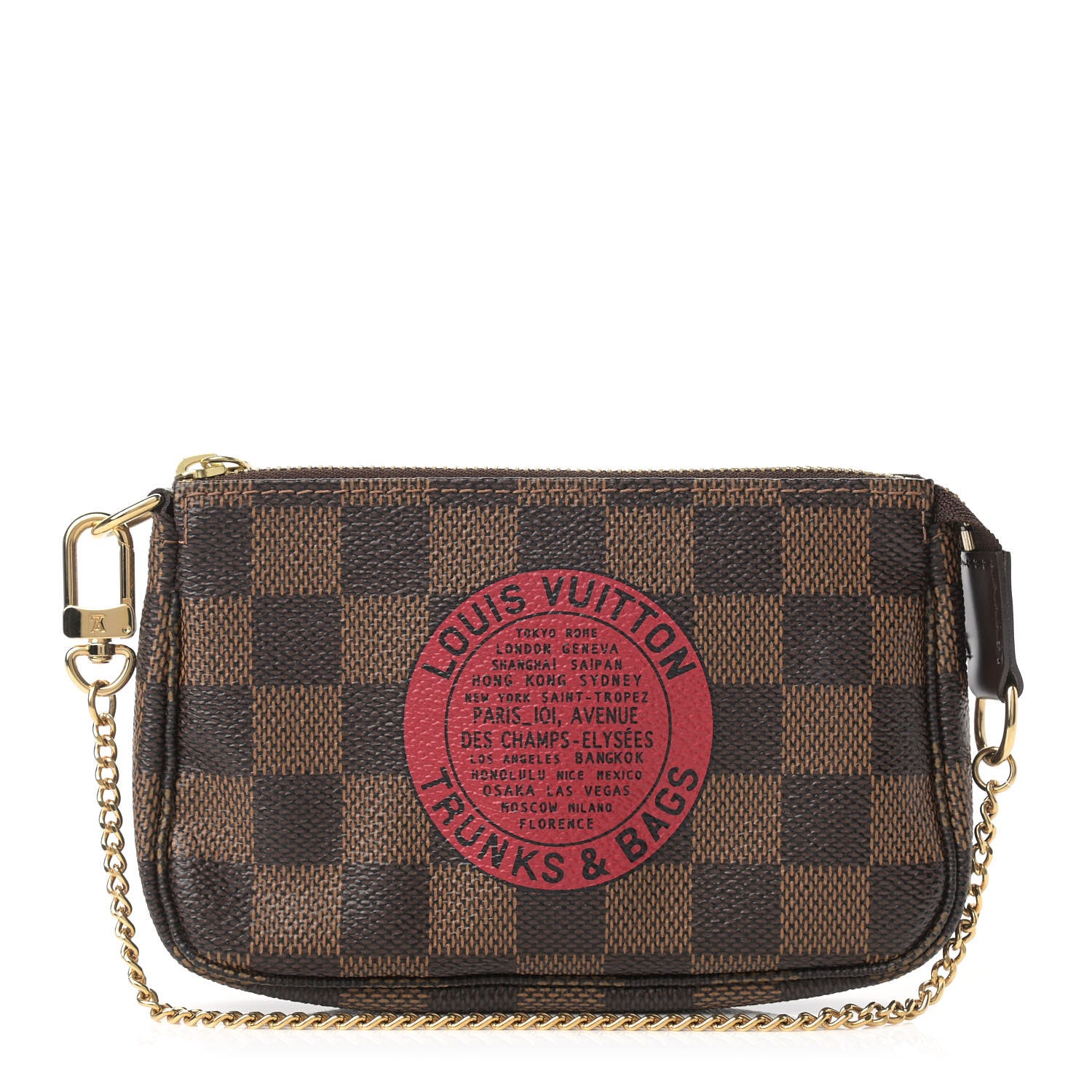 Louis Vuitton Damier Ebene Complice Trunks and Bags Mini Pochette Accessories Red 1 of 7