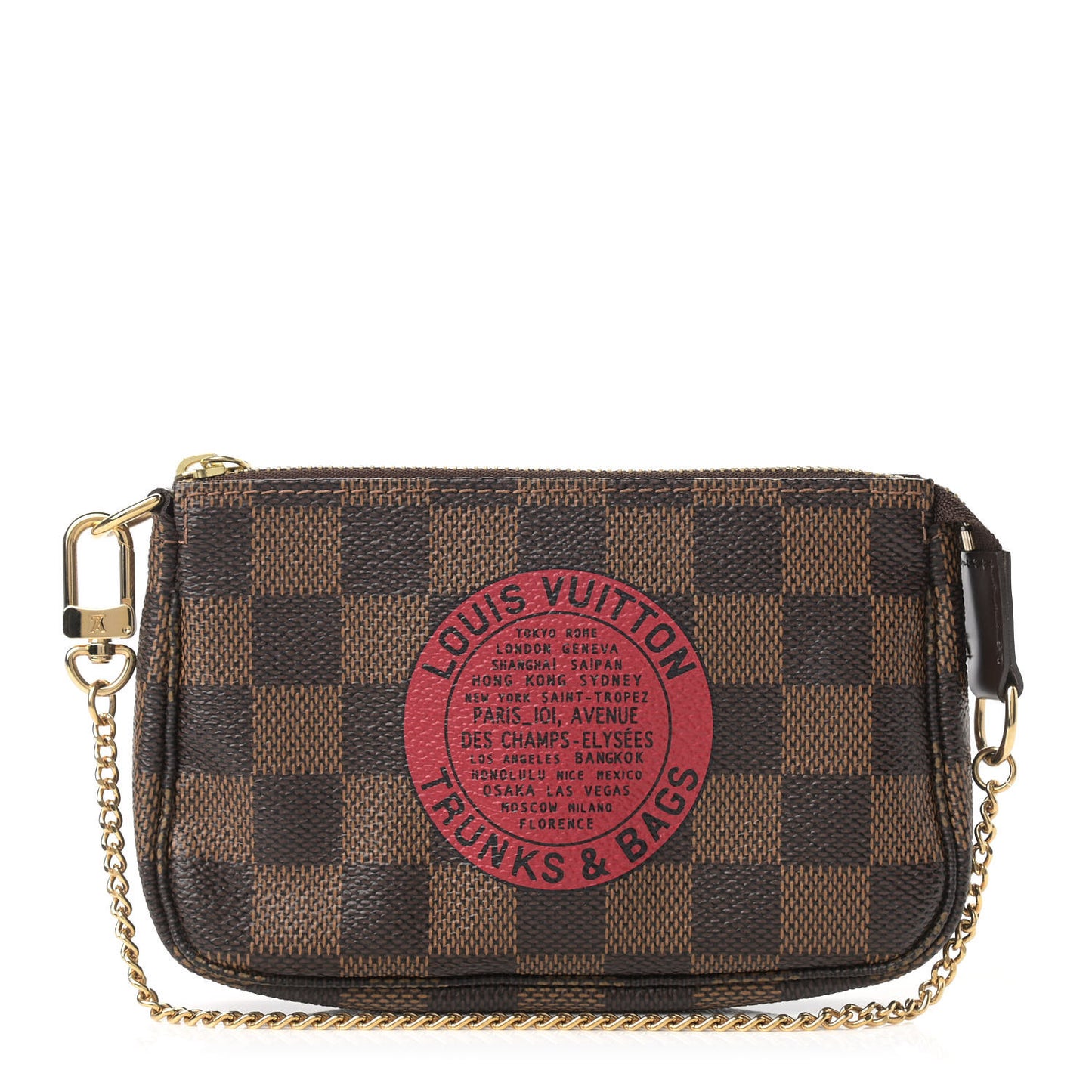 Damier Ebene Complice Trunks and Bags Mini Pochette Accessories Red