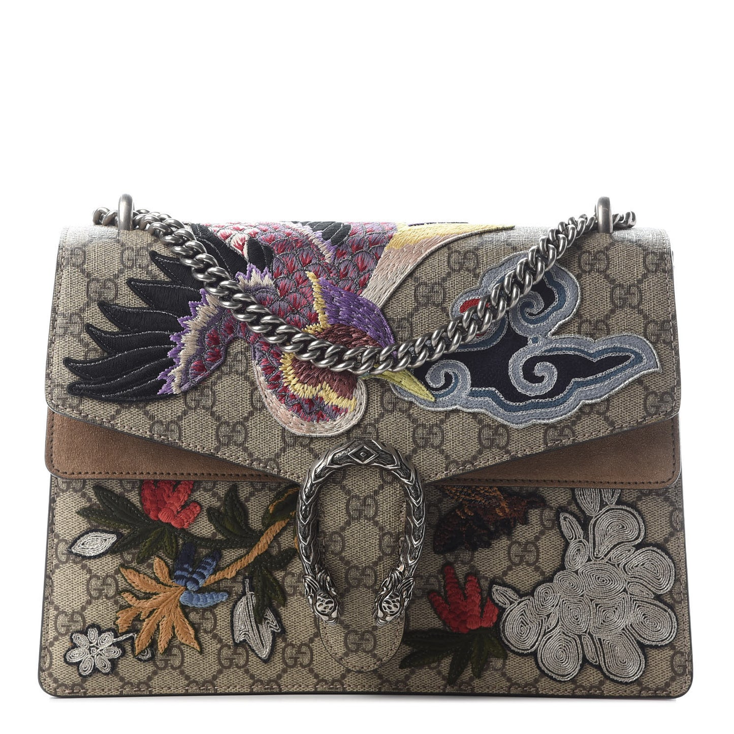 GG Supreme Monogram Embroidered Medium Dionysus Shoulder Bag Taupe
