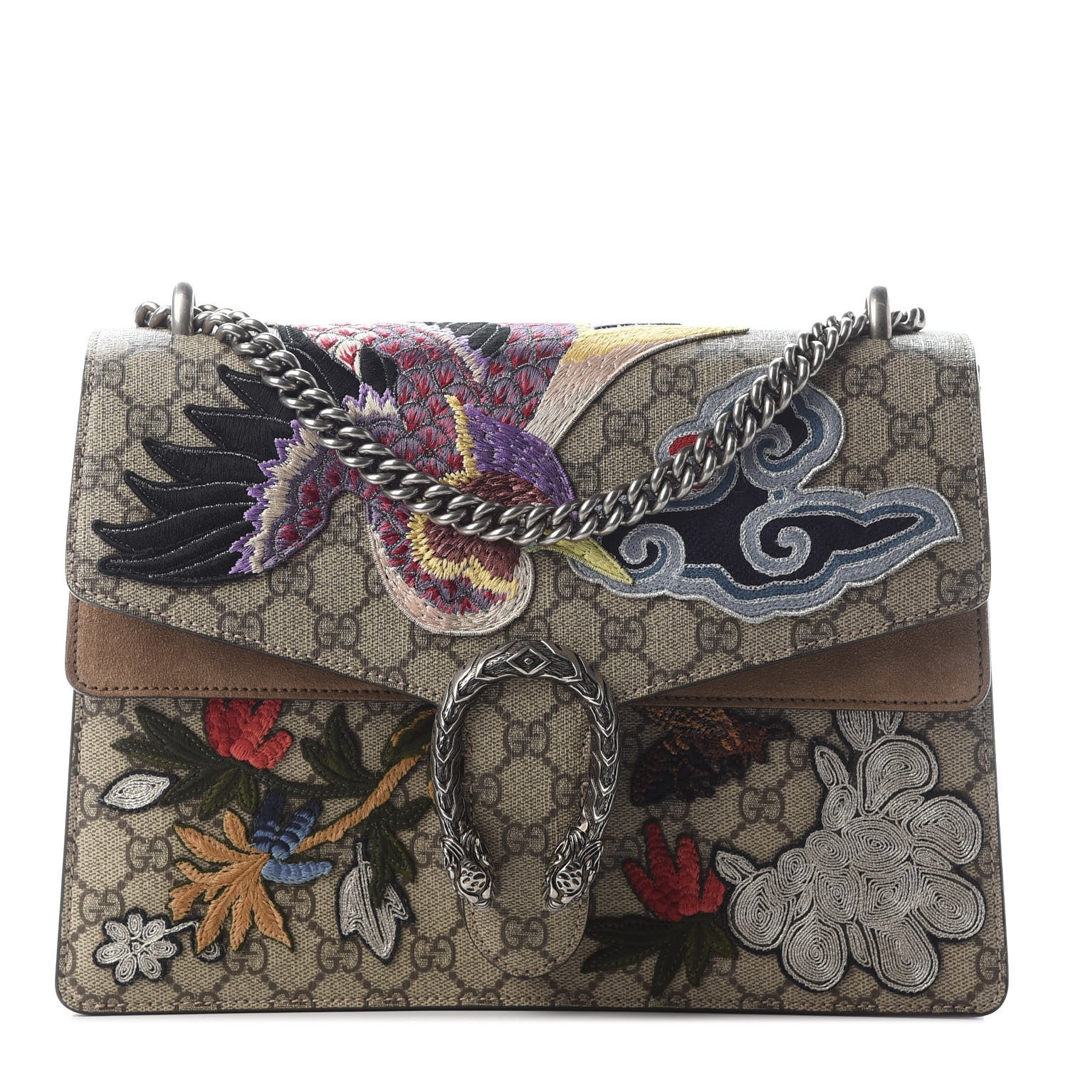 Gucci GG Supreme Monogram Embroidered Medium Dionysus Shoulder Bag Taupe 1 of 9