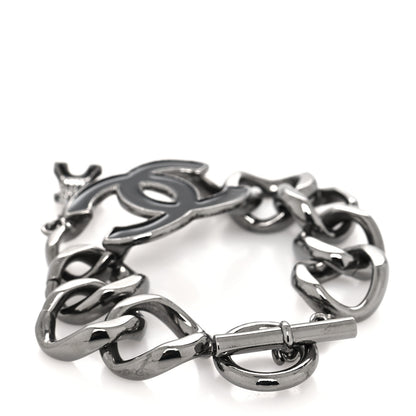 Chanel Enamel CC Eiffel Tower Charm Bracelet Dark Silver 3 of 4