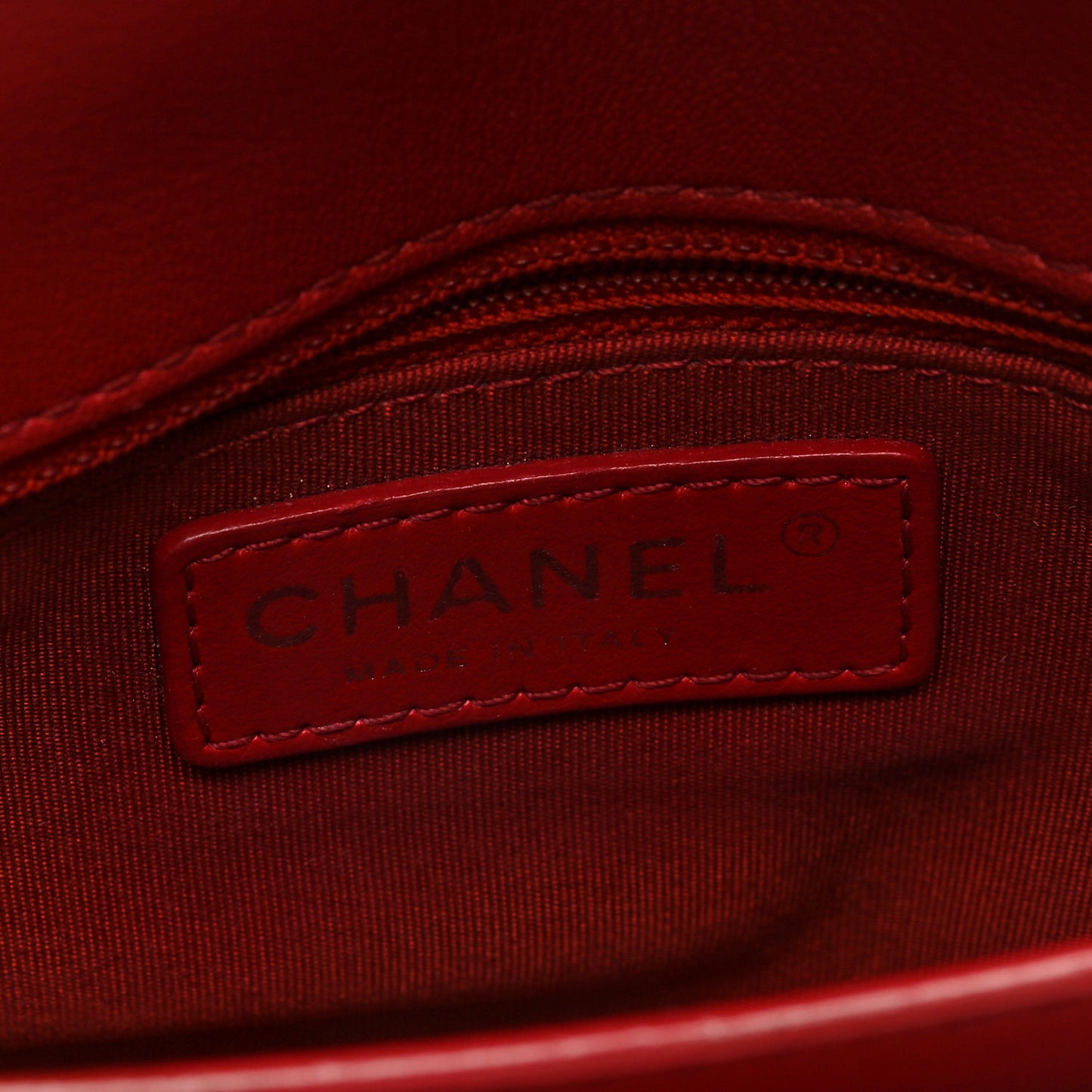Goatskin Quilted Small Natural CC Flap Red