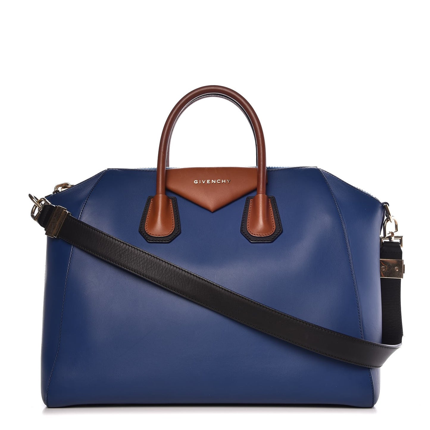 Smooth Calfskin Medium Tri-Color Antigona Bright Blue Camel Black