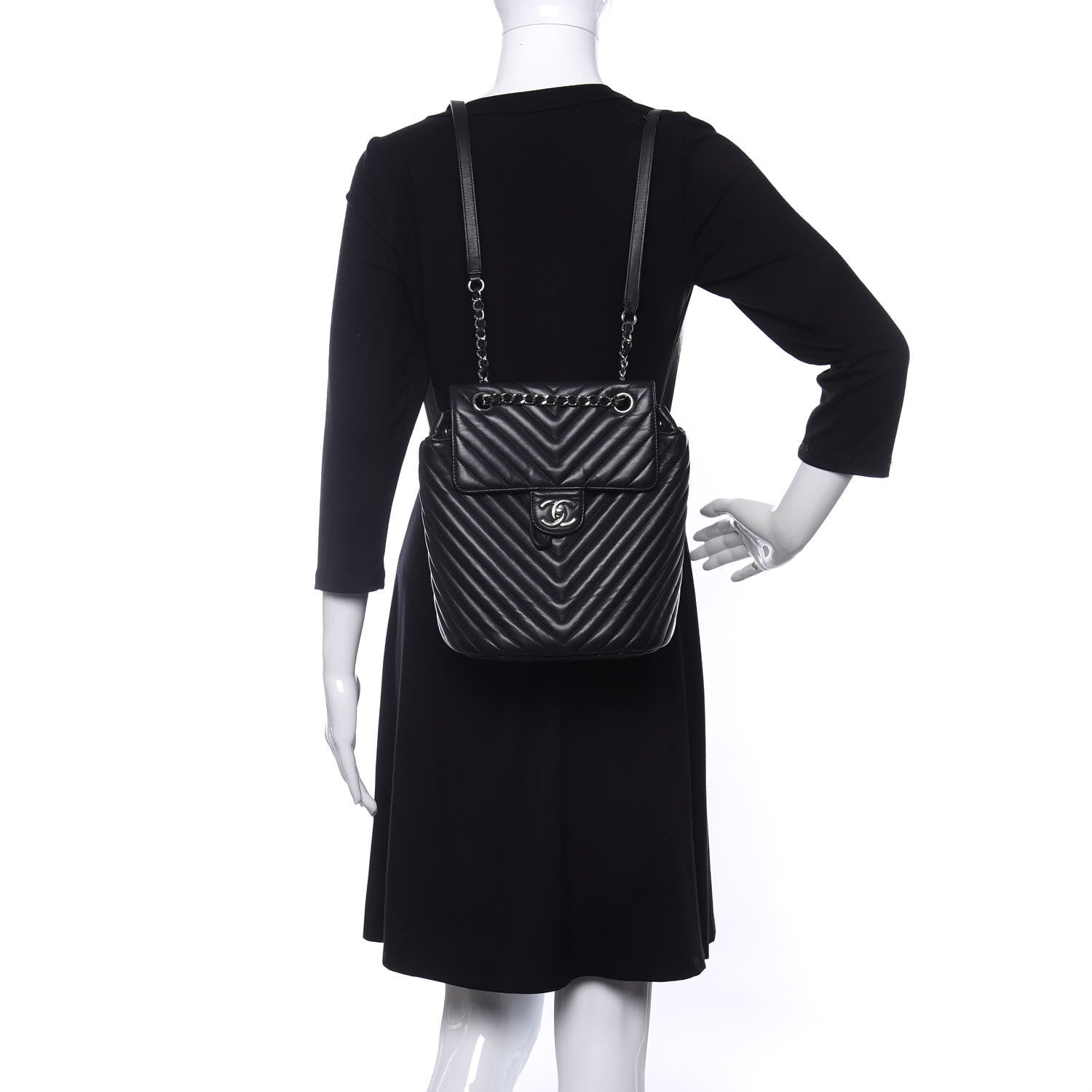 Chanel Calfskin Chevron Quilted Small Urban Spirit Backpack Black 2 of 10